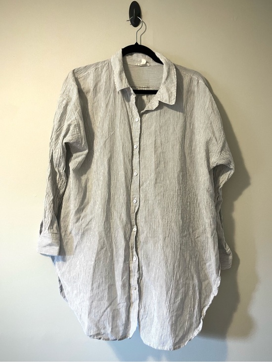 Eileen Fisher Tops - Eileen Fisher Organic Cotton & Tencel Striped Button-Up Shirt
